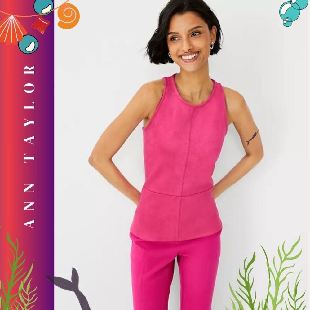 Ann Taylor Pink Fitted Peplum Tank Top
